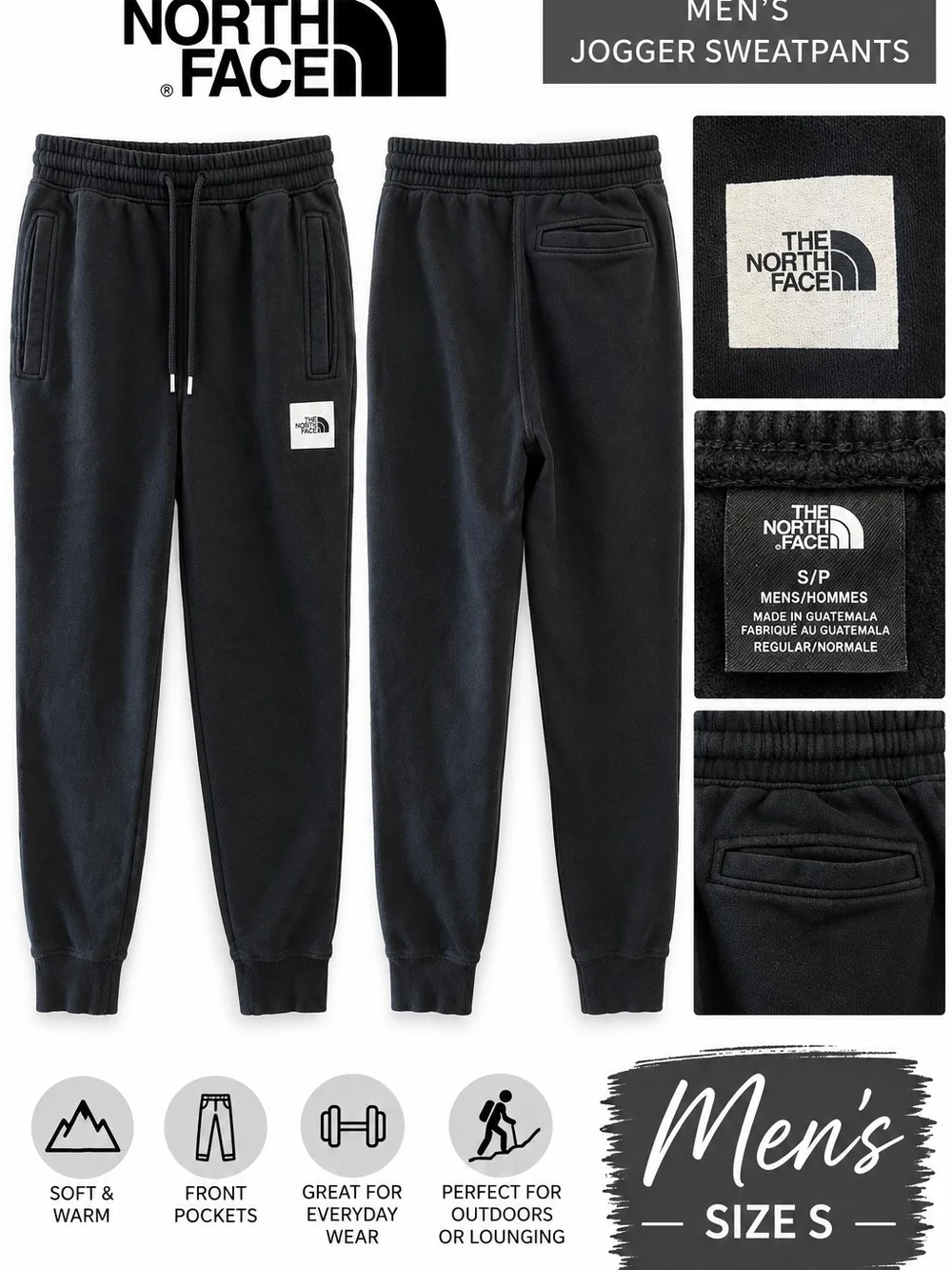 The North Face Black Men's Jogger Sweatpants with Logo Patch